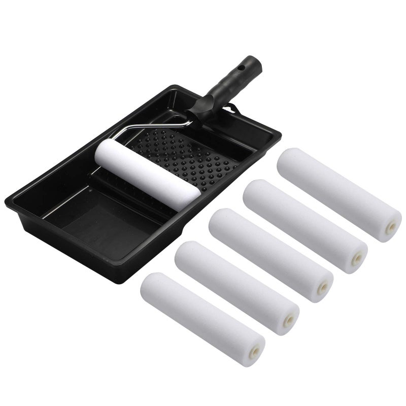 KUPOO Foam Paint Roller Set with 6-Inch High-Density Foam Mini Roller Cover Refills, Roller Frame and Tray, Bathtub Refinishing Roller Kit, Wall Tile Paint Roller, Pack of 8 - Image 3