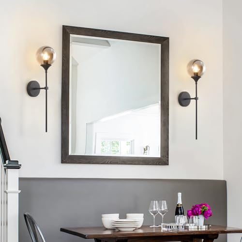 KCO Lighting Modern Smoke Grey Glass Globe Wall Sconce Black Matte Slim Wall Sconce Long Slim Wall Mount Light Vintage Industrial Wall Lamp for Hallway Stairs Bathroom - Image 5