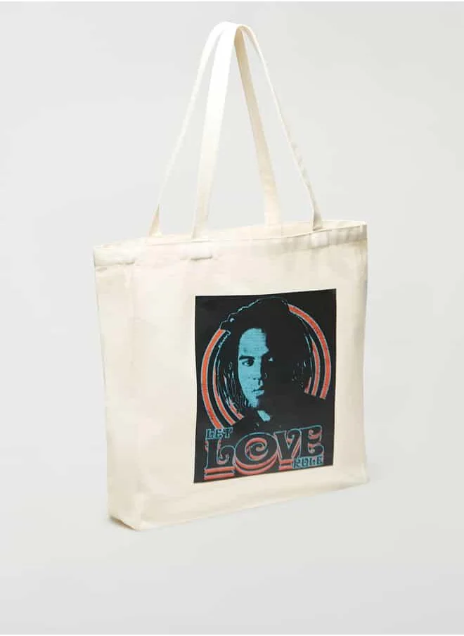 SP Characters Lenny Kravitz Print Shopper Bag with Handles