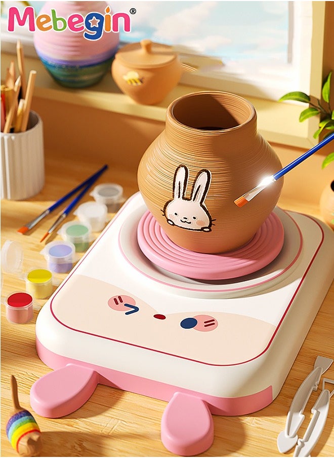 MEBEGIN Pottery Wheel with Two-speed Design, Mini Pottery Wheel Kit, Complete Pottery Painting Kit with Clay Sculpting Tools and 6 Pack Air-dry Clay, Art and Crafts Kit, DIY Toy Set, Ideal Gift for Kids Aged 3+ and Beginners  - Image 2