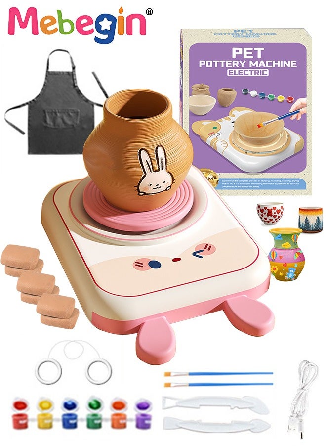 MEBEGIN Pottery Wheel with Two-speed Design, Mini Pottery Wheel Kit, Complete Pottery Painting Kit with Clay Sculpting Tools and 6 Pack Air-dry Clay, Art and Crafts Kit, DIY Toy Set, Ideal Gift for Kids Aged 3+ and Beginners  - Image 1