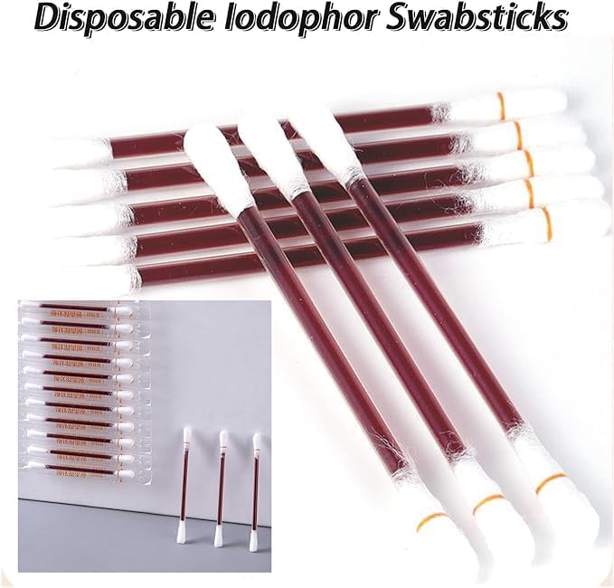 MGNLR MGNLR 50 PCS Disposable Iodine Swab Cotton Iodophor Swab Sticks Medical Sanitary First Aid Kit Emergency Care Safety for Adult Kids First Aid Kit Emergency Care Safety For Adult Kids - Image 2