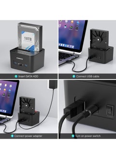 FIDECO FIDECO USB 3.0 Dual-Bay External Hard Drive Docking Station with Offline Clone Function for 2.5in/3.5in SATA SSD, Support TF and SD Card  - Image 5