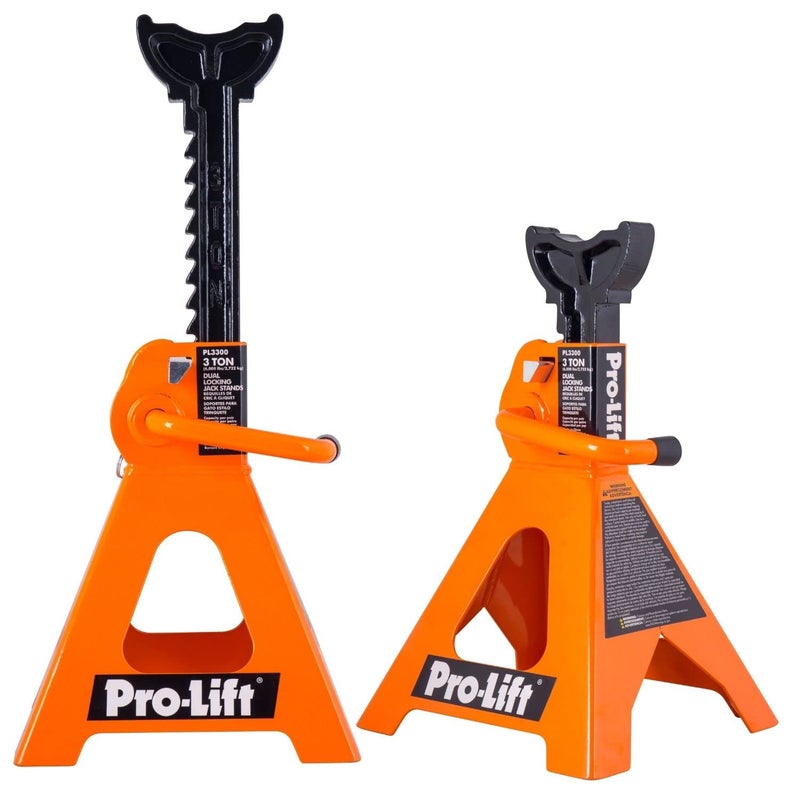 Pro Lift ProLifT PL3300 Heavy Duty Jack Stands For Car 3 Ton in Pair with Double Pins Handle Lock and Mobility Pin for Extra Safety Great for Home Auto Repair Shop Orange