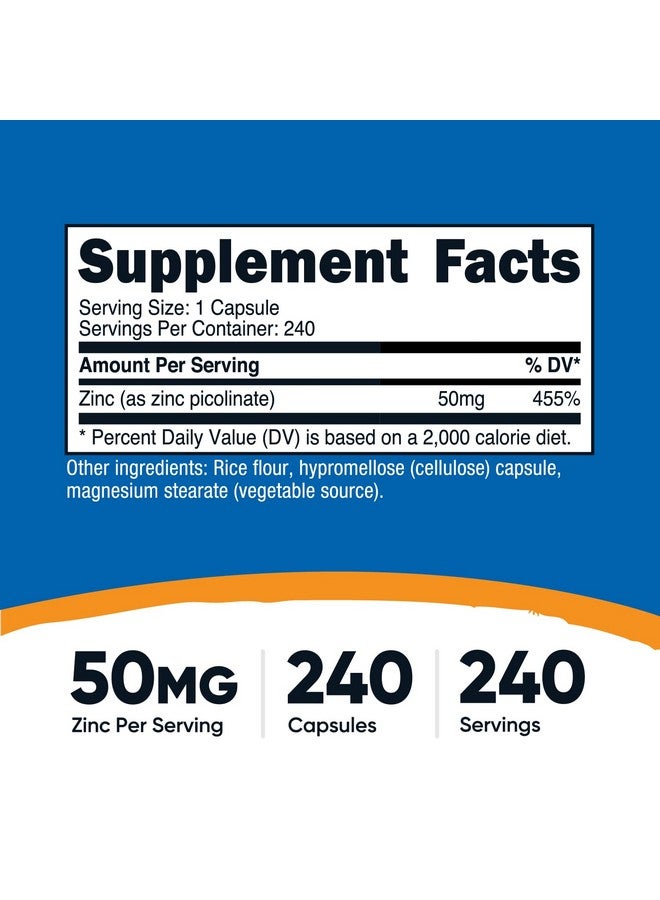 Nutricost Zinc Picolinate 50mg, 240 Vegetarian Capsules - Gluten Free and Non-GMO (240 Caps) - Image 2