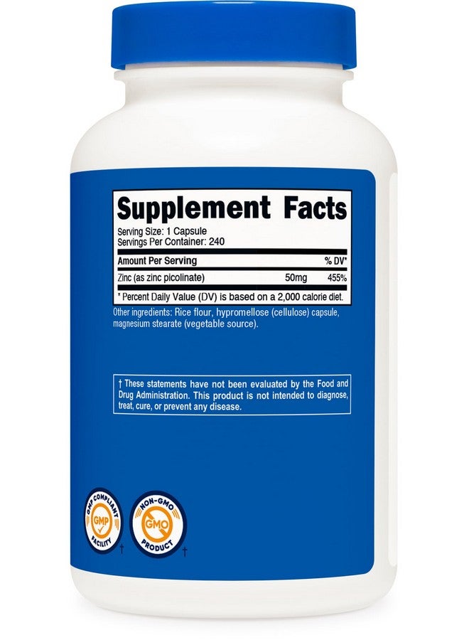 Nutricost Zinc Picolinate 50mg, 240 Vegetarian Capsules - Gluten Free and Non-GMO (240 Caps) - Image 5