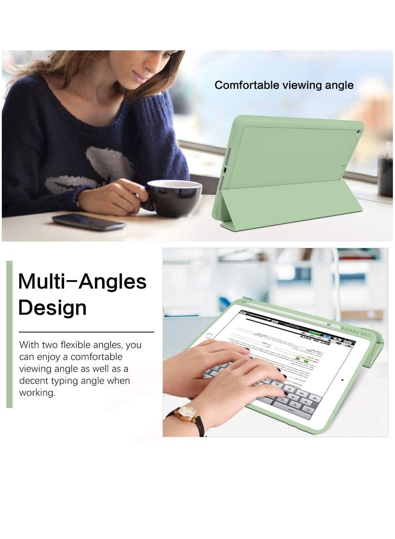 IPad 6th 5th Generation Case With Pencil Holder Premium Folio Folding Stand Smart Auto Wake Sleep Protective Tablet Cover For 9.7" 2018 2017 Matcha - Image 4