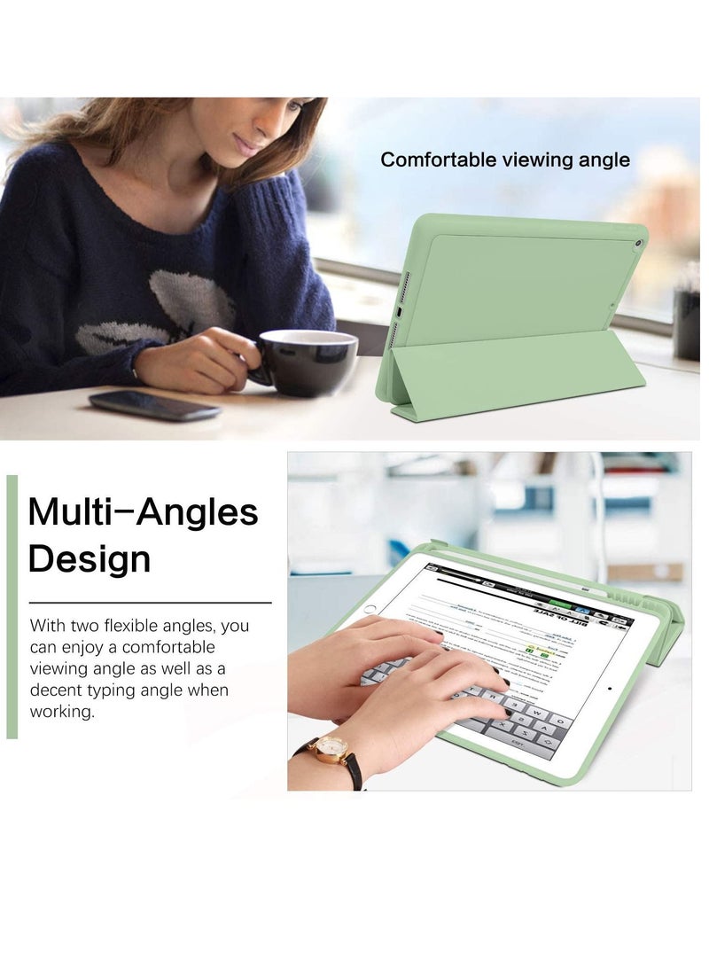 IPad 6th 5th Generation Case With Pencil Holder Premium Folio Folding Stand Smart Auto Wake Sleep Protective Tablet Cover For 9.7" 2018 2017 Matcha - Image 5