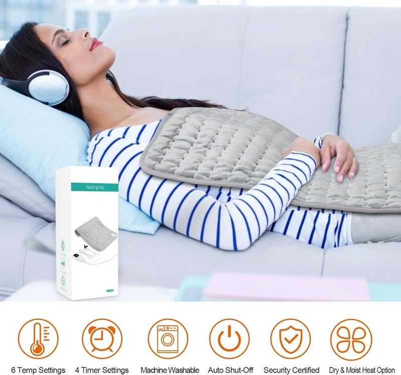 AMINAC Heating Pad Electric for Pain Relief of Back Neck and Shoulder, 6 Temperature Options, 4 Time Settings, Auto Shut Off (12 x 24 inches Heated Pad) - Image 2