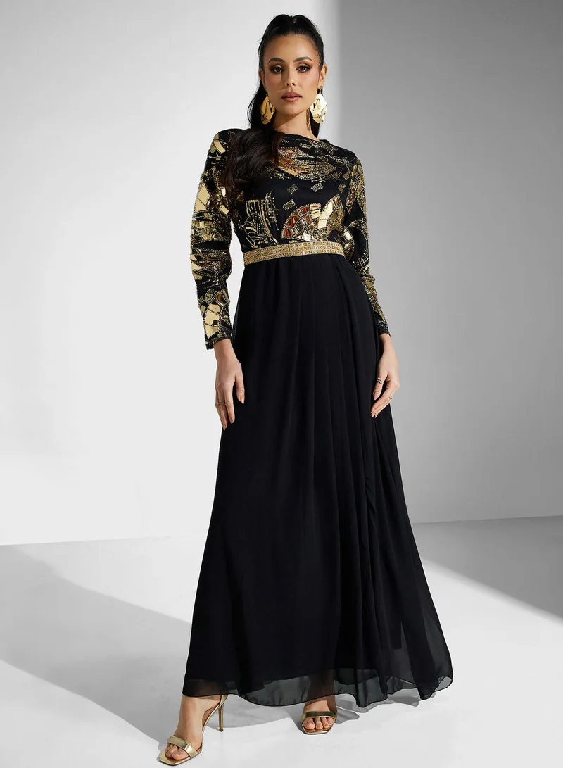 Golden Apple Sequin Detail Dress