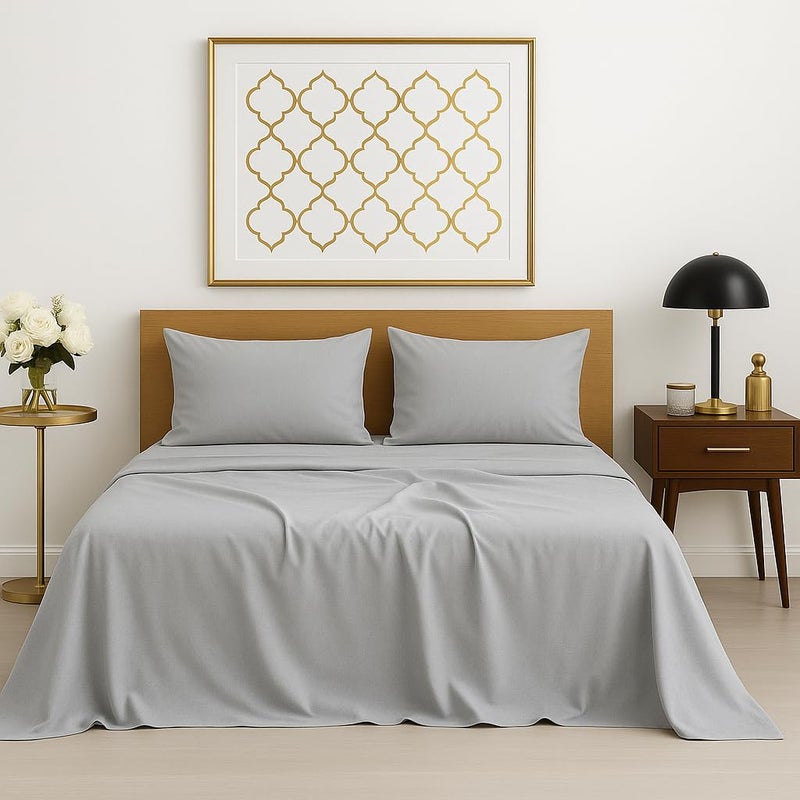 Bhoomi Impex Bedsheets for Double - 90x100 Inch Bed - Microfiber Plain Light Grey Solid Bed Sheet Include Pillow Cover, Ultra Soft | for Home, Hotel, Villa, Resort and Guest House - Image 4