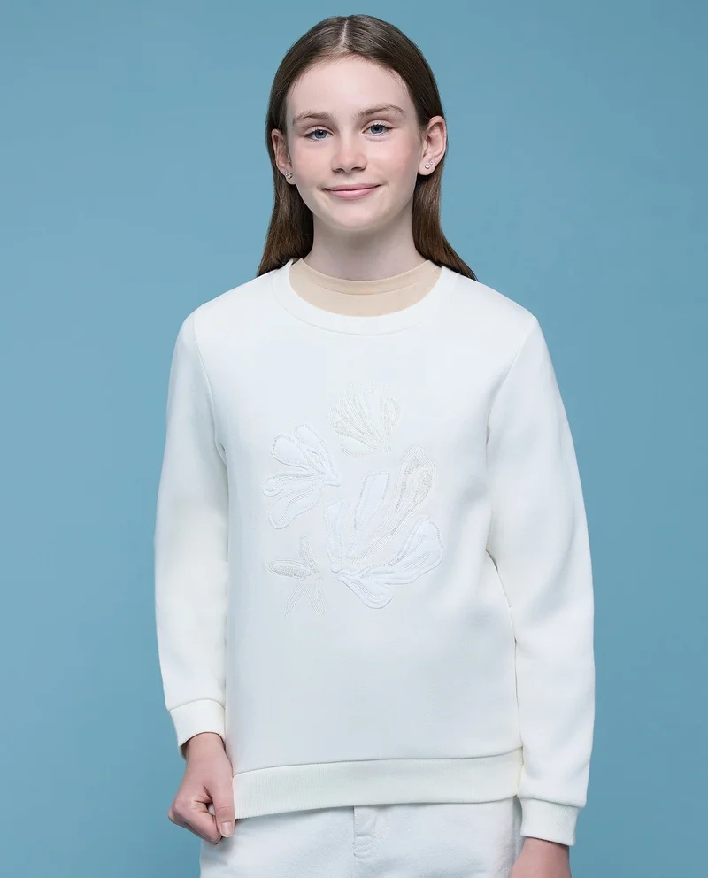 أر أند بي Solid Sweatshirt with Crew Neck and Long Sleeves