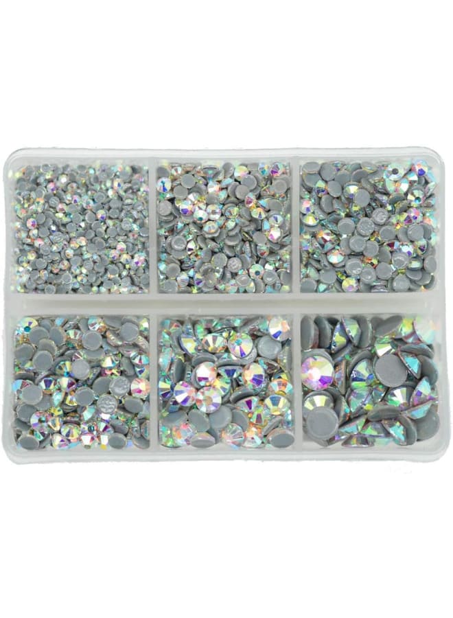 Queenme 3300pcs AB Hotfix Rhinestones Hot Fix Crystals Mixed Size Flatback Rhinestones for Clothes Shoes Crafts Hot Fix Round Glass Gems Stones Flat Back Iron on Rhinestones for Clothing 2MM-6MM  - Image 1