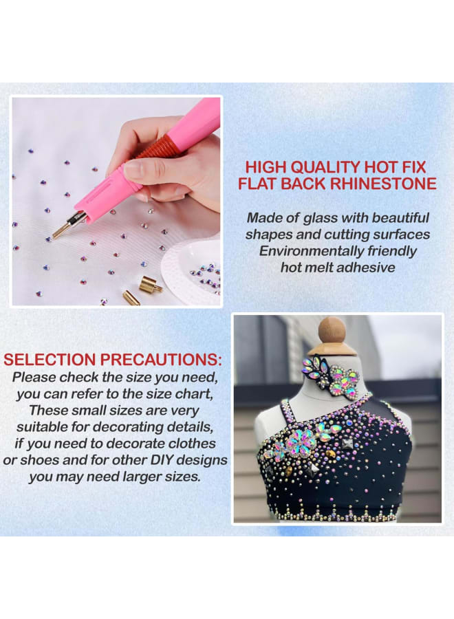 Queenme 3300pcs AB Hotfix Rhinestones Hot Fix Crystals Mixed Size Flatback Rhinestones for Clothes Shoes Crafts Hot Fix Round Glass Gems Stones Flat Back Iron on Rhinestones for Clothing 2MM-6MM  - Image 4