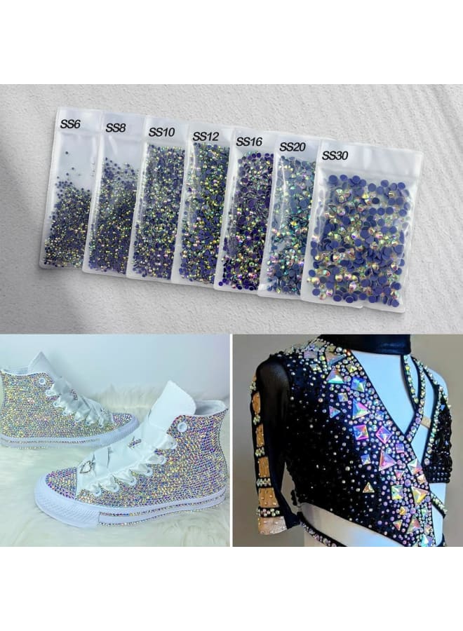 Queenme 3300pcs AB Hotfix Rhinestones Hot Fix Crystals Mixed Size Flatback Rhinestones for Clothes Shoes Crafts Hot Fix Round Glass Gems Stones Flat Back Iron on Rhinestones for Clothing 2MM-6MM  - Image 3