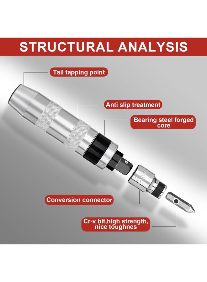 1/2 Inch Hand Impact Driver Set with 15 Bits – Reversible Manual Screwdriver, Chrome-Plated, Heavy-Duty S2 Steel for Automotive, Motorcycle, and Household Repairs - Image 3