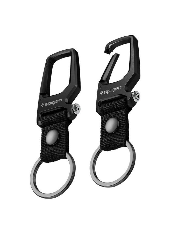 Spigen سبجن كارابيني، مشبك سلسلة مفاتيح السيارة، معدن متين [خفيف ومضغوط] [فتاحة زجاجات] للرجال والنساء، 2 حزمة - أسود - Image 1