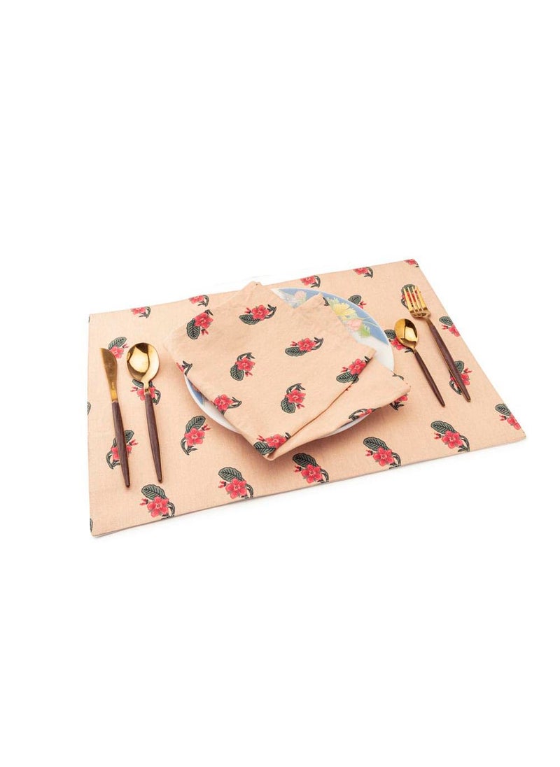 SPACES Home Table Linen Set of 12 – Florared Design | Napkins, Placemats, Coasters | 100% Cotton | Premium Gifting Set by Welspun  - Image 2