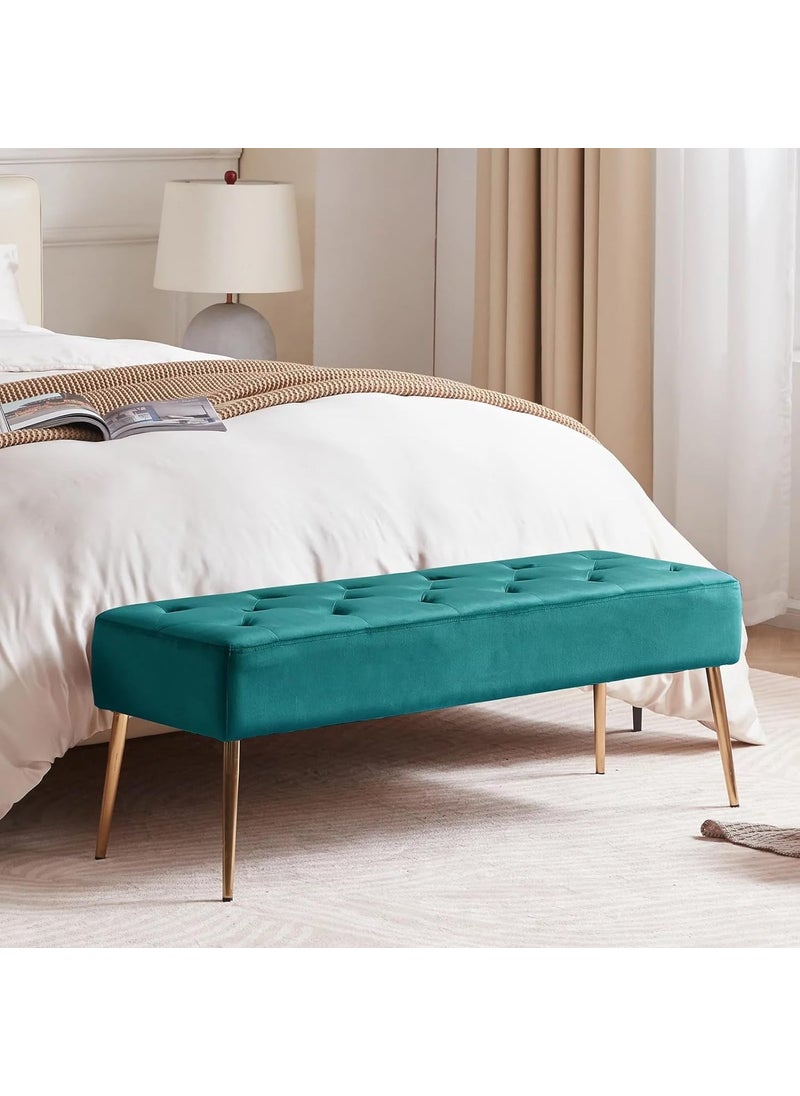 JUMBO CRAFTS JUMBO CRAFTS Bench Velvet Upholstery for The Entryway Sleeping Bench Ottoman Sofa Footstool Bed End Table Settee with Storage for Living Area and Bedroom Green  - Image 1