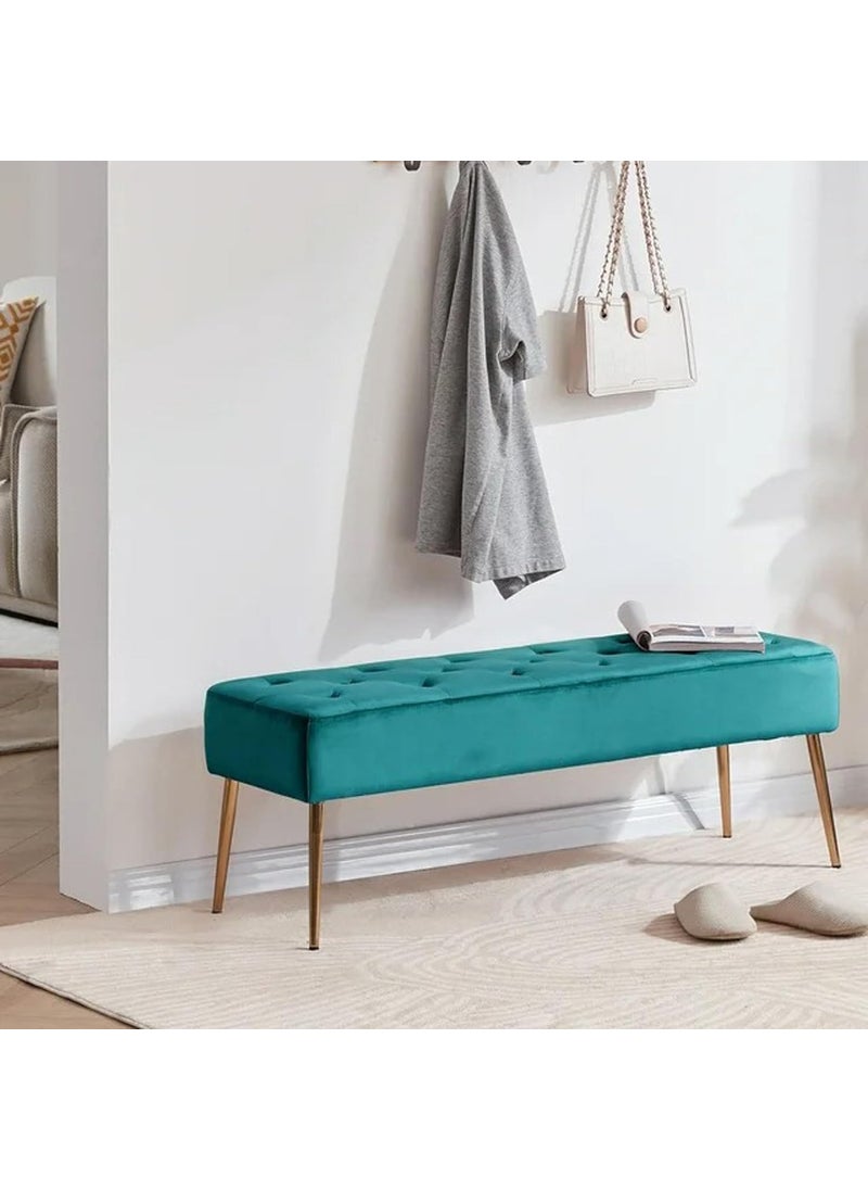 JUMBO CRAFTS JUMBO CRAFTS Bench Velvet Upholstery for The Entryway Sleeping Bench Ottoman Sofa Footstool Bed End Table Settee with Storage for Living Area and Bedroom Green  - Image 4