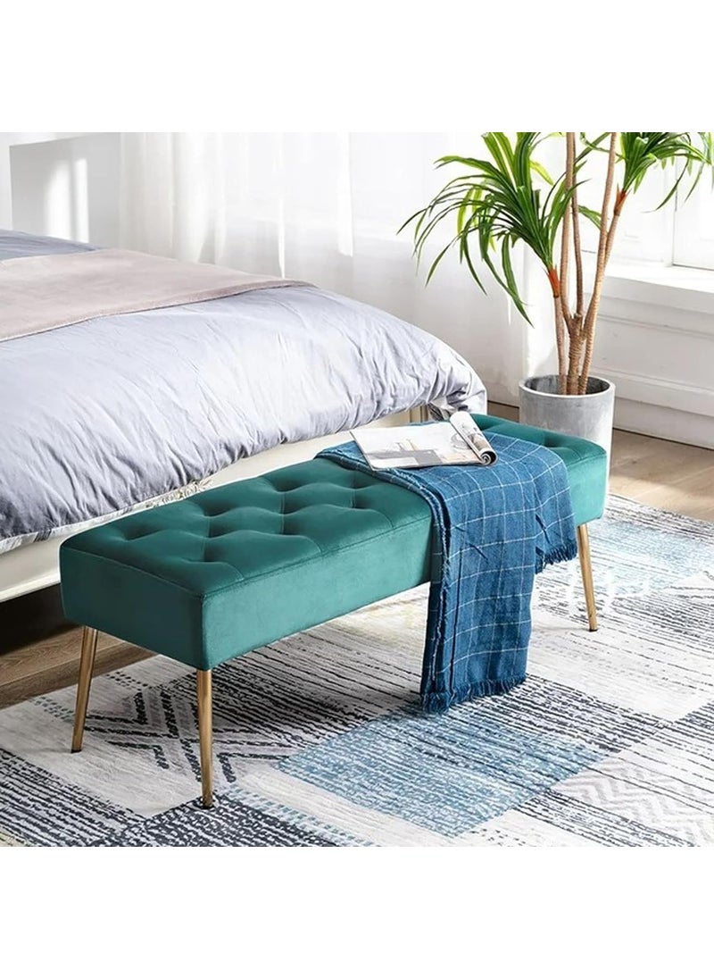 JUMBO CRAFTS JUMBO CRAFTS Bench Velvet Upholstery for The Entryway Sleeping Bench Ottoman Sofa Footstool Bed End Table Settee with Storage for Living Area and Bedroom Green  - Image 3