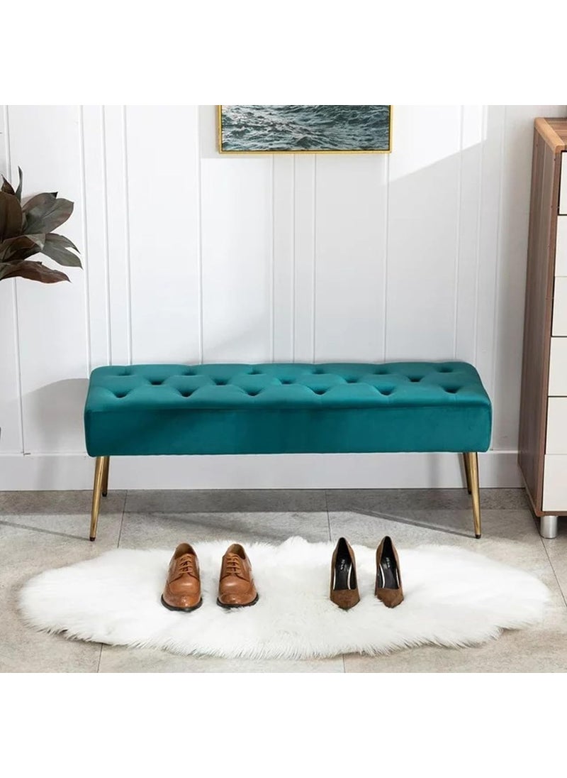 JUMBO CRAFTS JUMBO CRAFTS Bench Velvet Upholstery for The Entryway Sleeping Bench Ottoman Sofa Footstool Bed End Table Settee with Storage for Living Area and Bedroom Green  - Image 5