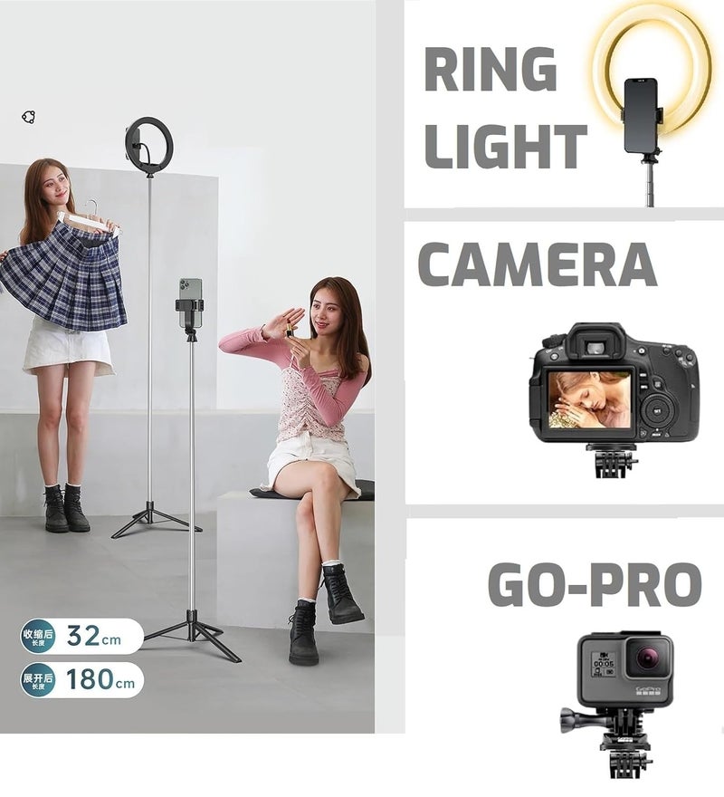 TARAVEE 67-Inch Extra-Long Bluetooth Selfie Stick Tripod, Extendable Phone Stand with Reinforced Base, Wireless Selfie Stick for iPhone 13/14/15/16 Pro, GoPro, YouTube, Travel & Vlogging - Image 2