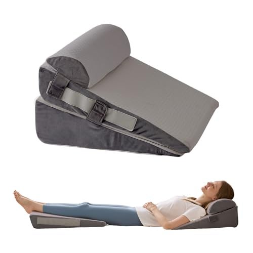 WGAKCED 3Pcs Wedge Pillow Set for After Surgery,Acid Reflux Relief, Adjustable Bed Wedge Pillows for Sleeping,Anti Snore, Memory Foam Triangle Pillow for Back&Neck&Shoulder Pain Relief, Grey - Image 1