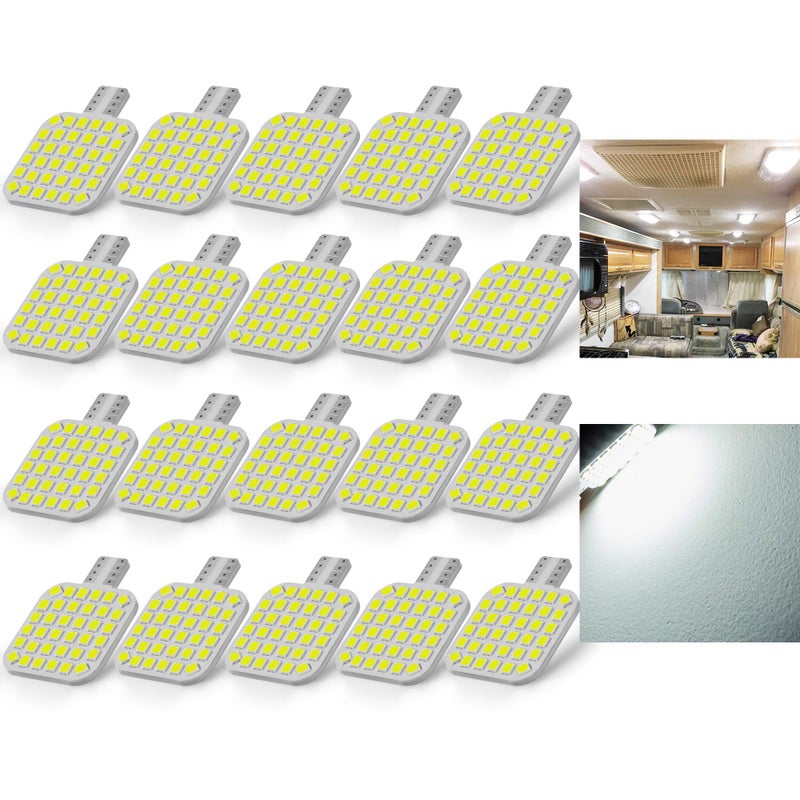 BRISHINE 20PCS 921 Interior LED Light Bulbs for RV Super Bright 36SMD 6000K White T10 922 912 194 LED Bulbs Replacement for Camper Trailer Motorhome Indoor Ceiling Dome Lights12V DC