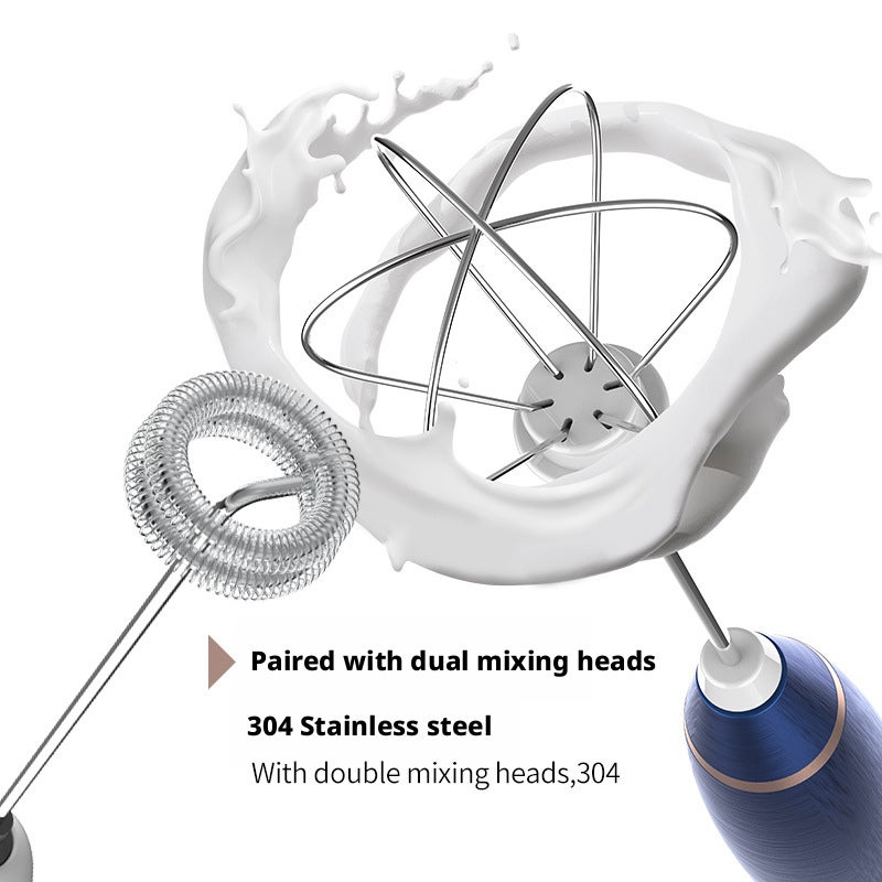 Electric Milk Frother Egg Beater, 304 Stainless Steel, Rechargeable, Handheld Coffee Frother - Image 2