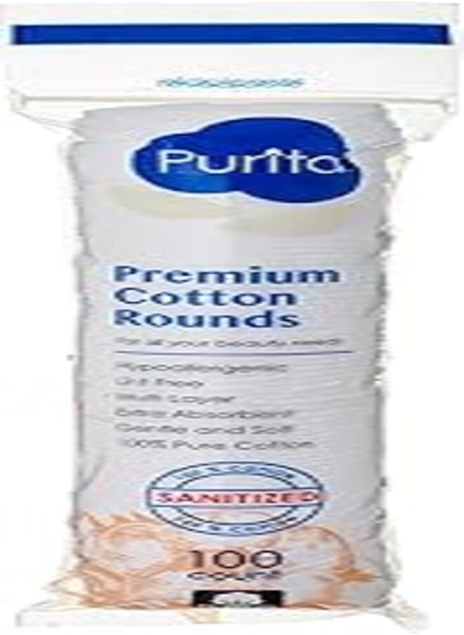 Purita Purita Premium Multipurpose Rounded Cotton Pads Pack Of 100 Pcs 