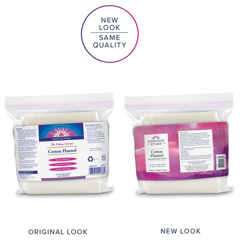 HERITAGE STORE Cotton Flannel - Castor Oil Pack Wrap - Soft, Reusable Cotton Flannel Fabric for Castor Oil Packs, Castor Oil Compress for Abdomen, Joints, 60-Day Guarantee, Vegan, Cruelty Free 13x15in - Image 2