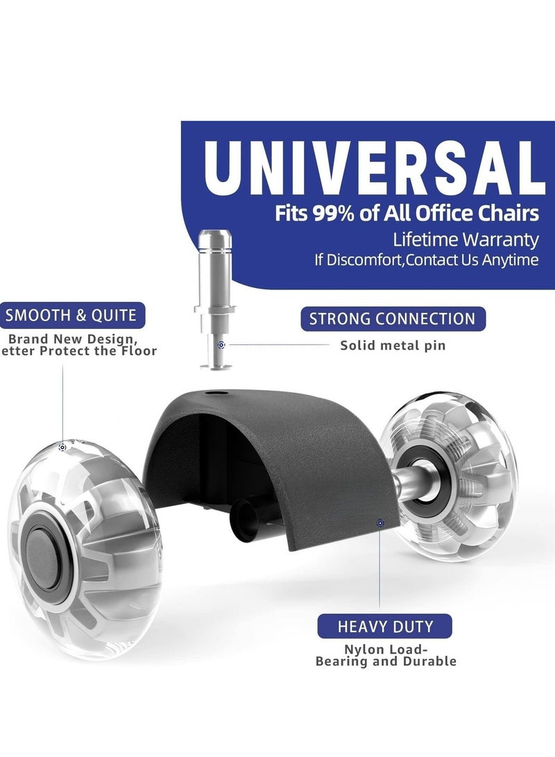 Office Chair Caster Wheels, Set of 5, 2 in Double casters, Twin Ball Bearing Replacement Computer Desk Chair Wheel, Heavy Duty Rubber Caster Smooth Quiet Rolling Safe Protection for All Floors - Image 5