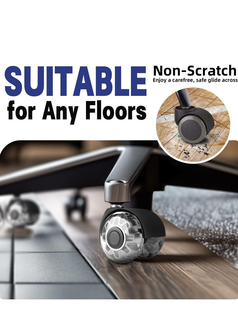 Office Chair Caster Wheels, Set of 5, 2 in Double casters, Twin Ball Bearing Replacement Computer Desk Chair Wheel, Heavy Duty Rubber Caster Smooth Quiet Rolling Safe Protection for All Floors - Image 2