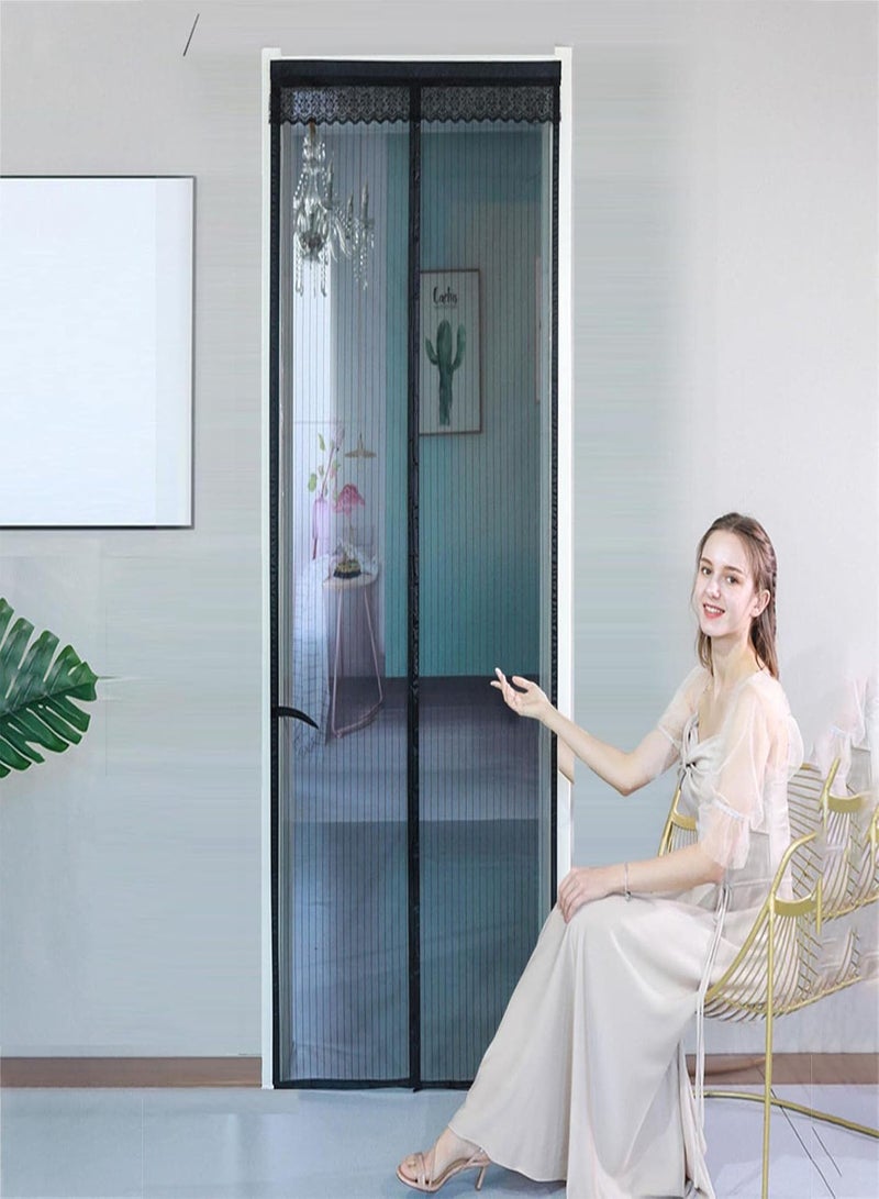 GGOOT Summer Magnet Slide Door,Door Screen to Keep Bugs Out - Mesh Curtain Middle Opening Magnet Screen Mesh for Sliding Door Self Sealing Mesh Screen Curtain Keeps Bugs Out - Image 3