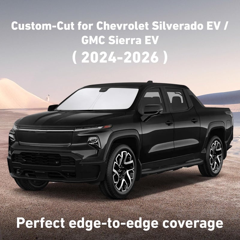EcoNour Windshield Sunshade for Chevrolet Silverado EV/GMC Sierra EV 2024 2025 2026, Sun Visor for Front Windshield & Window Sun Shade Cover, UV Heat Blocker & Protector, Car Accessories - Image 2