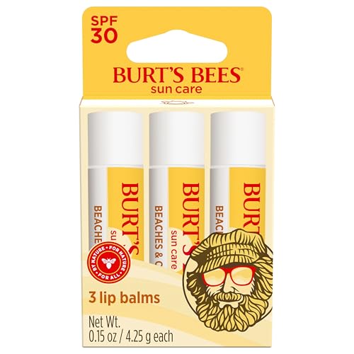 Burt's Bees Burt’s Bees SPF 30 Lip Balm, Beaches and Cream, Water-Resistant Sun Care, Nano-Free Zinc Oxide Formula, Natural Origin Conditioning Lip Treatment, 3 Tubes, 0.15 oz. - Image 1