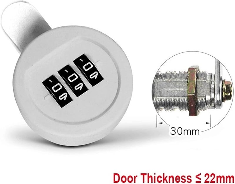 Combination Cabinet Cam Lock 3 Digit Password Keyless for Drawer Door Locker White - Image 3