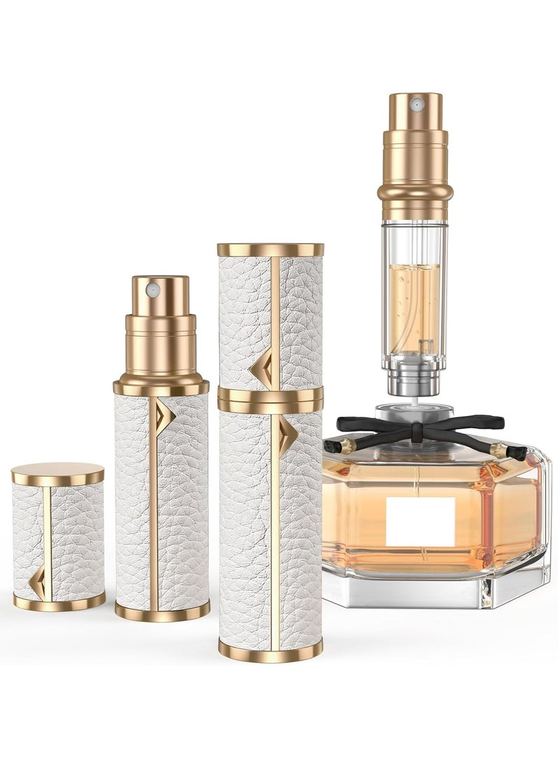 Oasisgalore Refillable Perfume Atomizer, Leather Bottom-Filling, Portable 5ml Sprayer for Travel, Purse, Gift (White)  - Image 1