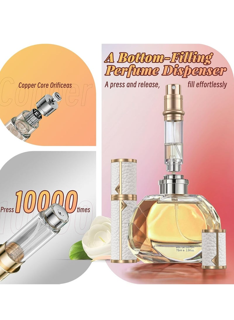 Oasisgalore Refillable Perfume Atomizer, Leather Bottom-Filling, Portable 5ml Sprayer for Travel, Purse, Gift (White)  - Image 4