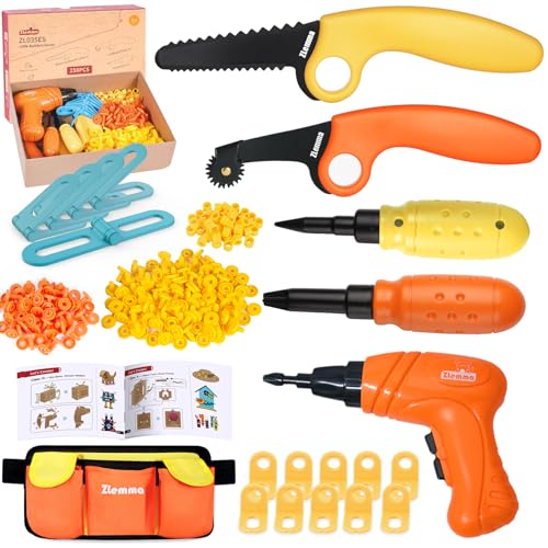 ZLemma Kids Cardboard Construction Tool Set with Electric Drill  Tool Belt 258PCS STEM Building Kit for Creative Craft Projects Educational DIY Engineering Toy for Boys  Girls - Image 1