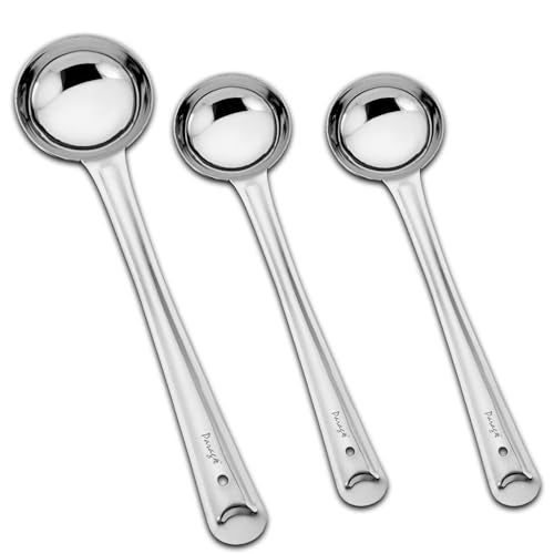 Parage 3 Pieces Stainless Steel Ladle Set for Kitchen Cooking and Serving, Pack of 3, Karchi/Soup Ladle/Kalchun, Silver (Size: 12.5 inches x 1, 11 inches x 2) - Image 1