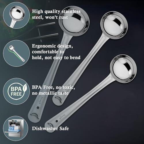 Parage 3 Pieces Stainless Steel Ladle Set for Kitchen Cooking and Serving, Pack of 3, Karchi/Soup Ladle/Kalchun, Silver (Size: 12.5 inches x 1, 11 inches x 2) - Image 3