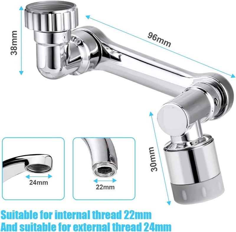 CLINTON ملحق صنبور لمغسلة المطبخ، ملحق صنبور قابل للتكيف لسهولة الاستخدام رأس صنبور مطبخ/حمام عالمي (1080° دوران قابل للتعديل (FE02)) - Image 4