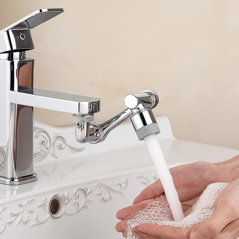 CLINTON ملحق صنبور لمغسلة المطبخ، ملحق صنبور قابل للتكيف لسهولة الاستخدام رأس صنبور مطبخ/حمام عالمي (1080° دوران قابل للتعديل (FE02)) - Image 1