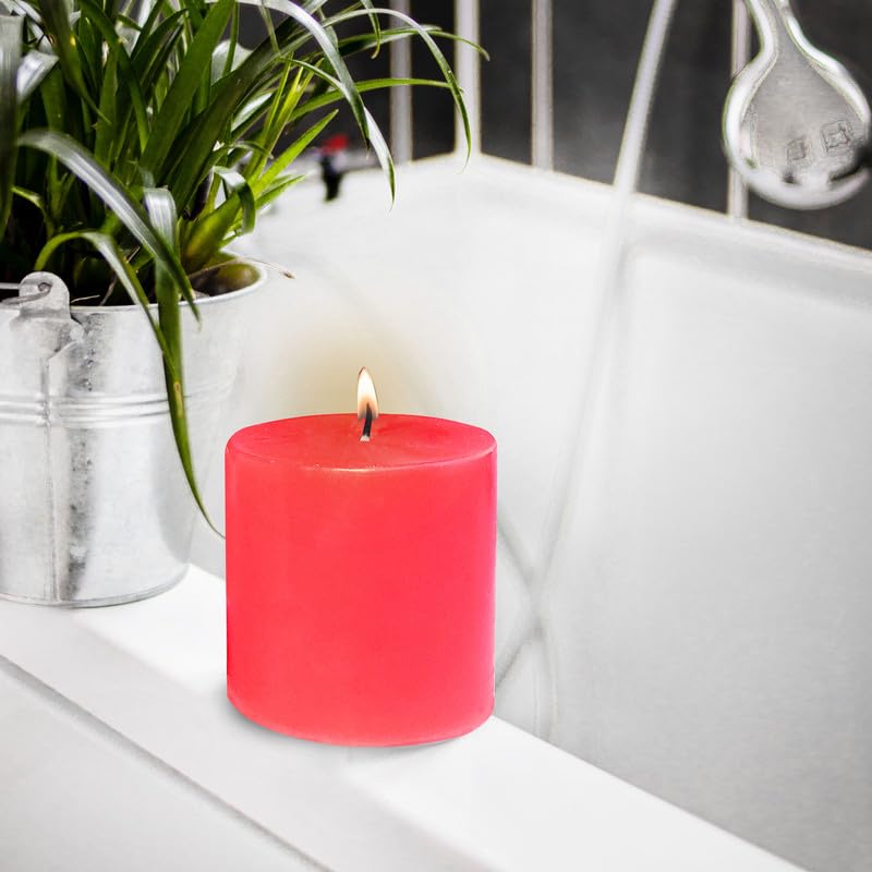 Pure Source India Paraffin Wax Scented Pillar Candles for Home Decor Smokeless & Dripless Candle (Rose - Red) Set of 3. - Image 2