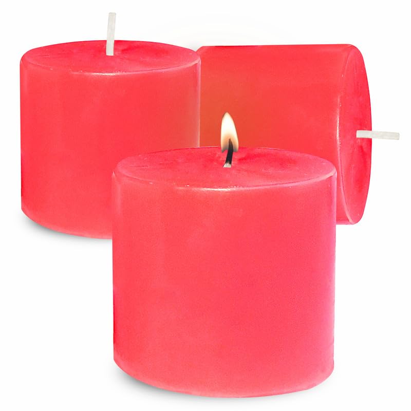 Pure Source India Paraffin Wax Scented Pillar Candles for Home Decor Smokeless & Dripless Candle (Rose - Red) Set of 3. - Image 5