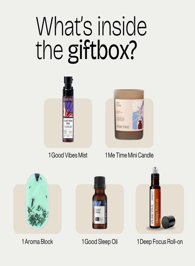 Puretive Notes by Puretive Good Vibes Gift Box – 5 Wellness Essentials • Perfect Rakhi, Diwali, Valentine, Wedding & Housewarming Gift • Soy Candle, Roll‑On, Mist, Aroma Block Amazing Gift for Valentine's Day - Image 2