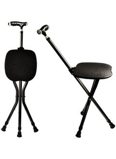 Ru syanl Height Adjustment Folding Canes with Seat Frosted Handle and Magnetic Therapy Stone Massage Crutches Stool  - Image 1