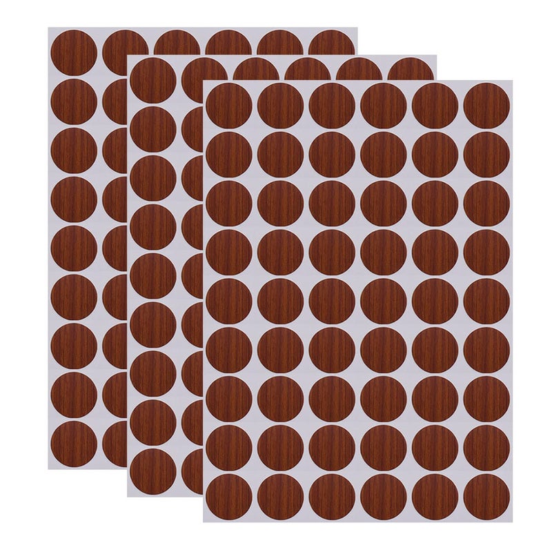 162 PCS SelfAdhesive Screw Hole Stickers in 3 Sheets Plastic Covers Caps Wood Textured Free Sticker 21mm082 Dia for Wooden Furniture Cherry Wood